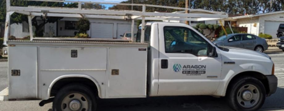 business truck with Aragon Electrical Services logo